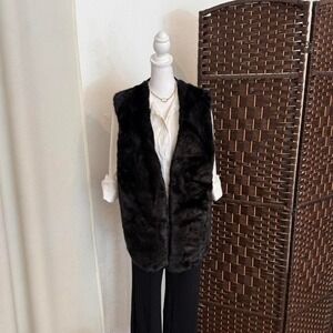 Armani Exchange Women's A|X Faux Fur Vest Black Size S/P Boho Minimalist